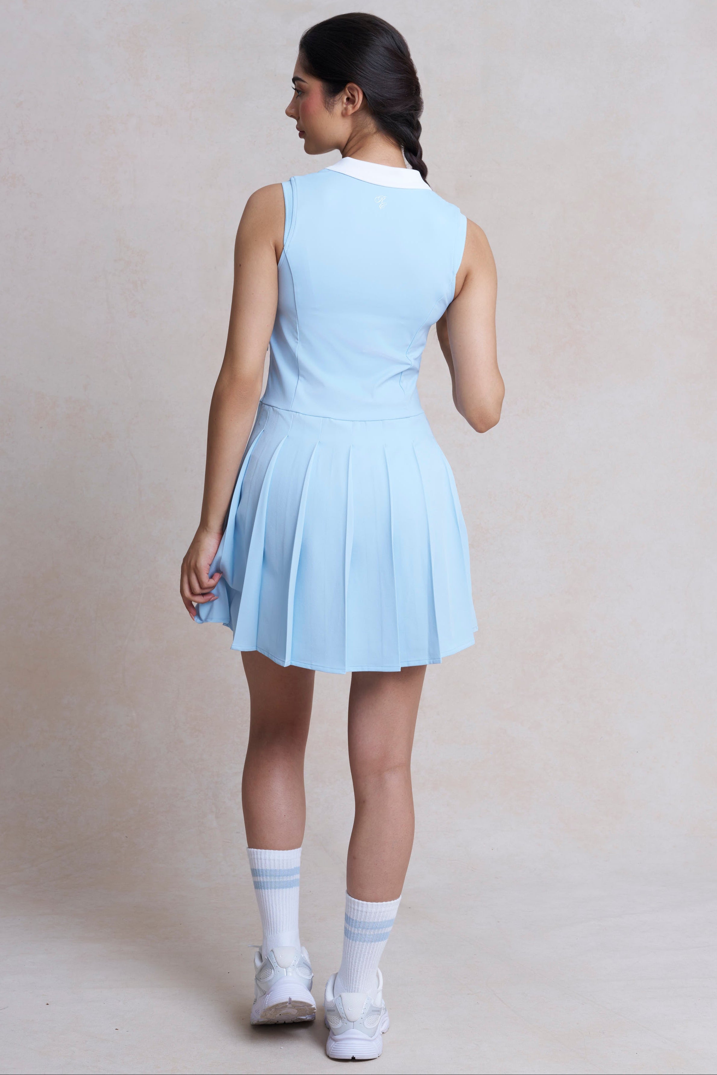 Vivienne Quarter Zip Pleated Dress
