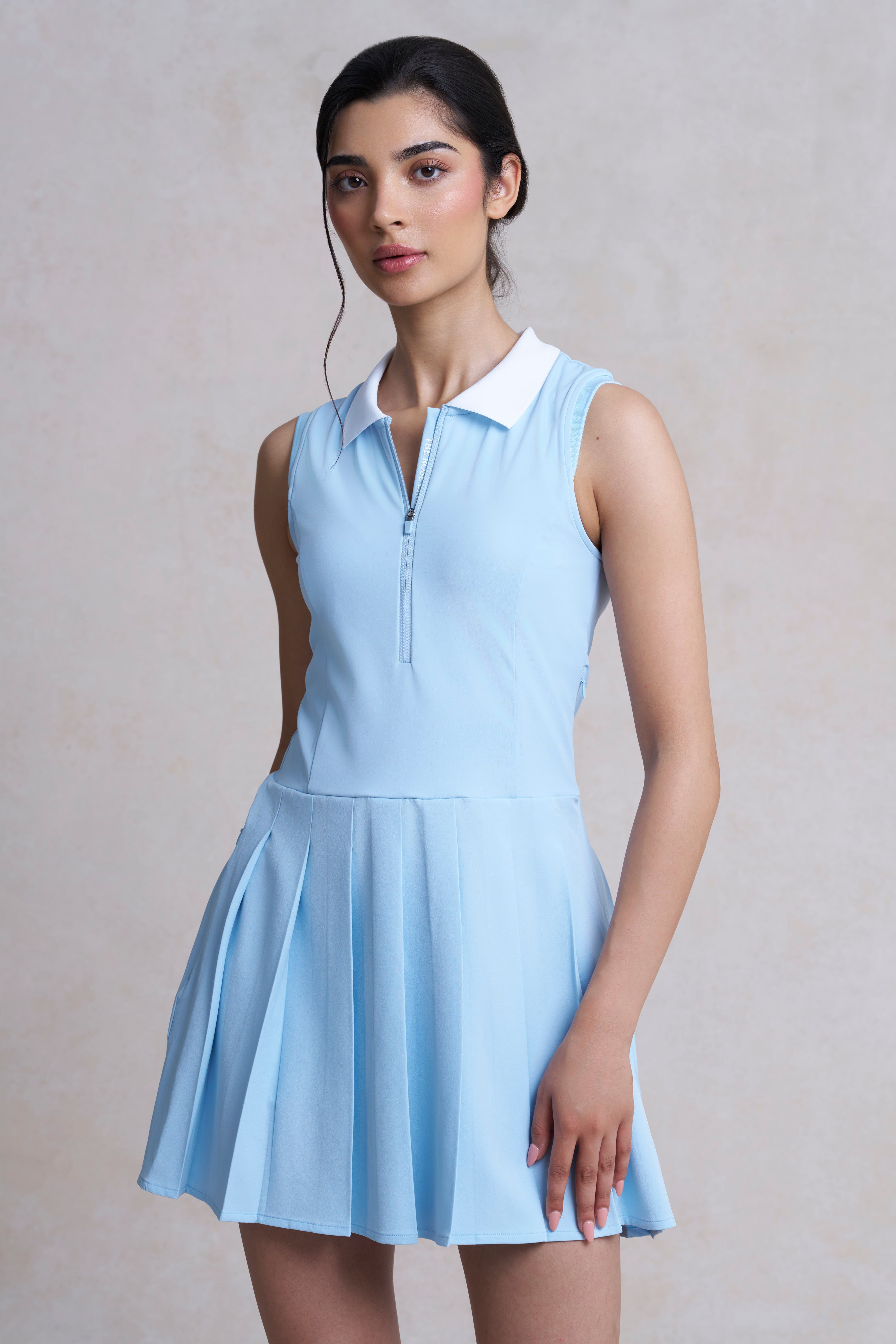 Vivienne Quarter Zip Pleated Dress