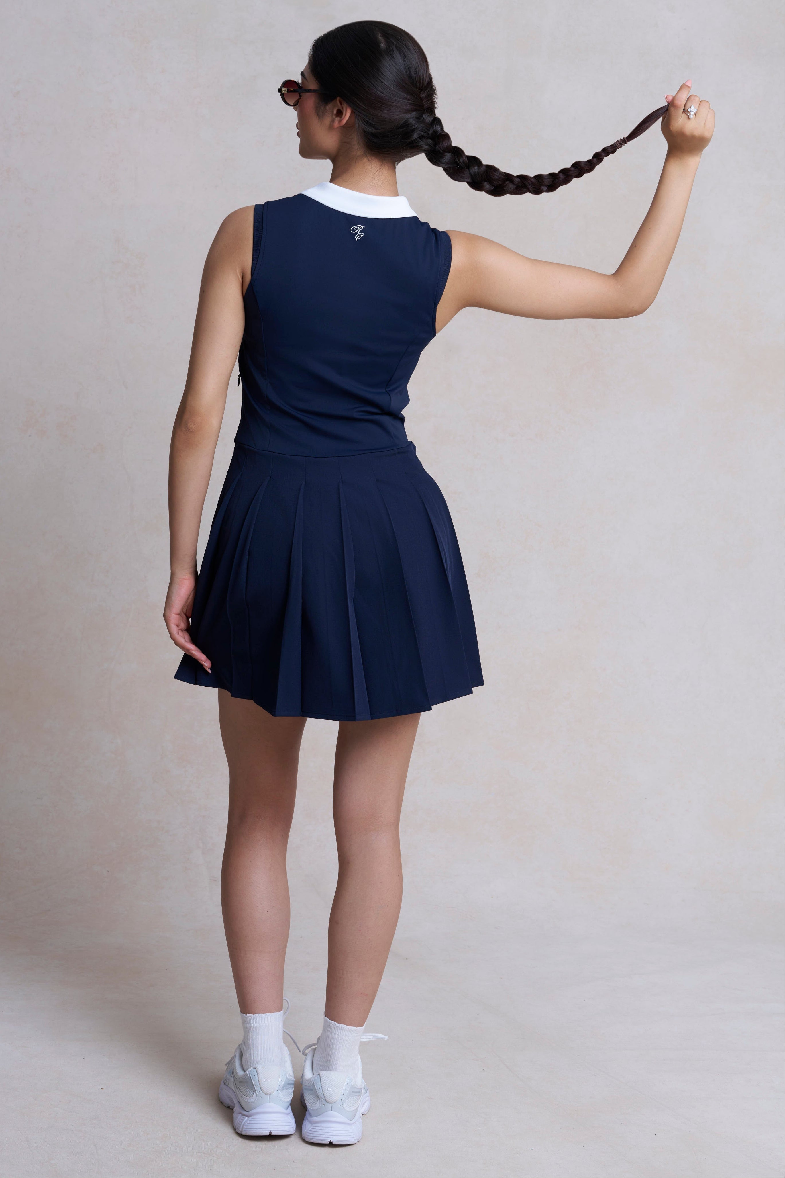 Vivienne Quarter Zip Pleated Dress