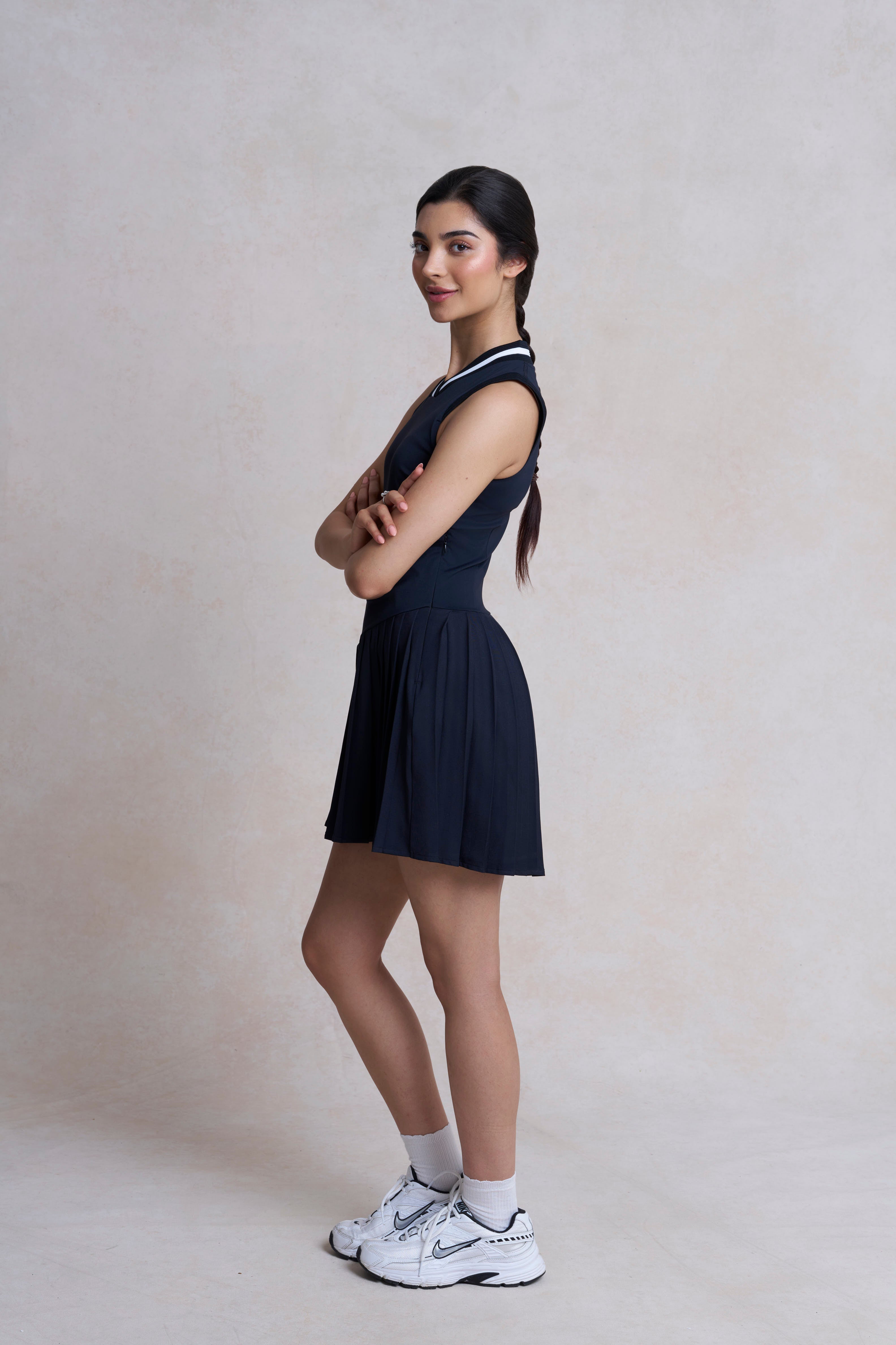 Florence V-Waist Pleated Dress
