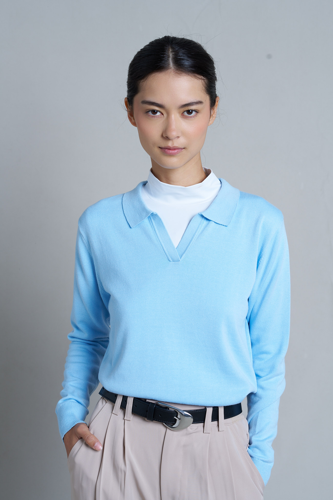 Karrie Long Sleeve Knitted Polo